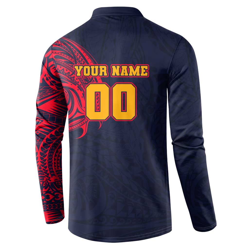 Personalized Adelaide Crows Polynesian Button Sweatshirt Tribal Chest and Sleeve Tattoo Heritage Warrior