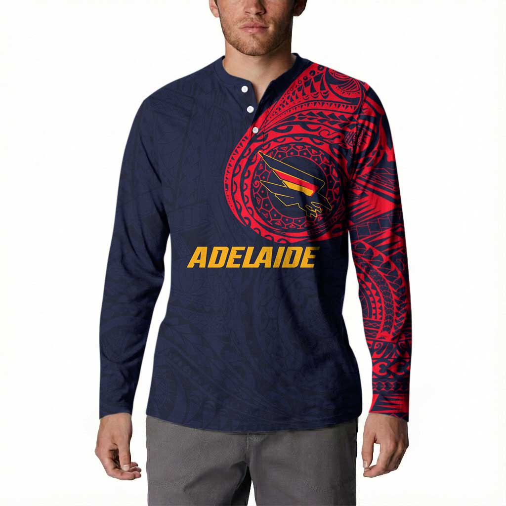 Personalized Adelaide Crows Polynesian Button Sweatshirt Tribal Chest and Sleeve Tattoo Heritage Warrior