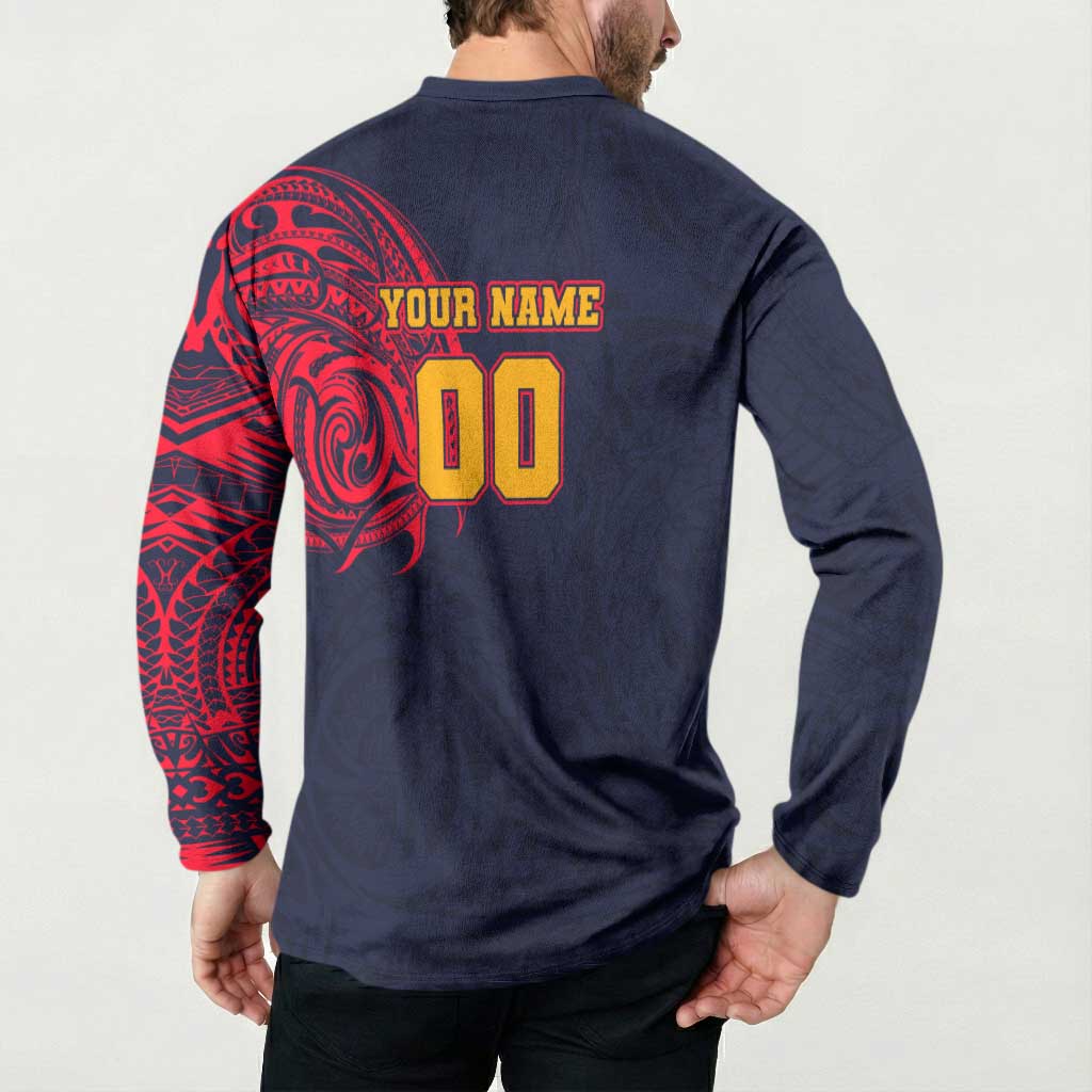 Personalized Adelaide Crows Polynesian Button Sweatshirt Tribal Chest and Sleeve Tattoo Heritage Warrior