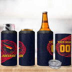 Personalized Adelaide Crows Polynesian 4 in 1 Can Cooler Tumbler Tribal Chest and Sleeve Tattoo Heritage Warrior