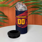 Personalized Adelaide Crows Polynesian 4 in 1 Can Cooler Tumbler Tribal Chest and Sleeve Tattoo Heritage Warrior