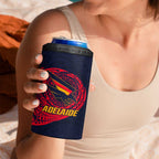 Personalized Adelaide Crows Polynesian 4 in 1 Can Cooler Tumbler Tribal Chest and Sleeve Tattoo Heritage Warrior