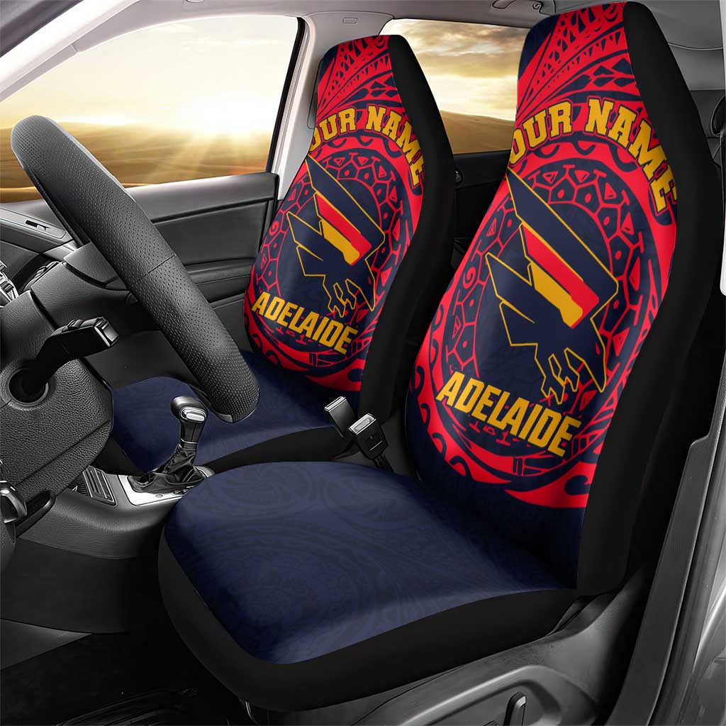 Personalized Adelaide Crows Polynesian Car Seat Cover Tribal Chest and Sleeve Tattoo Heritage Warrior