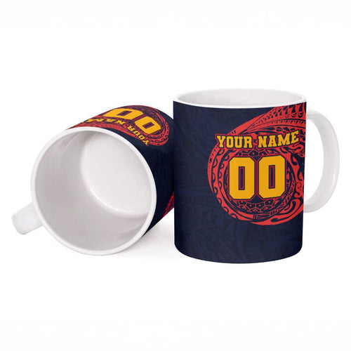 Personalized Adelaide Crows Polynesian Ceramic Mug Tribal Chest and Sleeve Tattoo Heritage Warrior