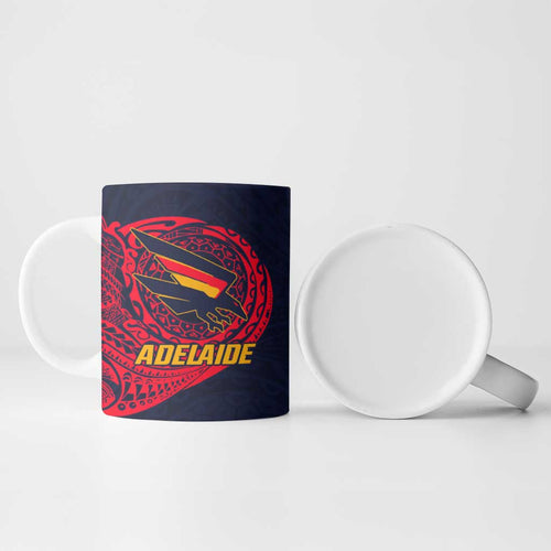 Personalized Adelaide Crows Polynesian Ceramic Mug Tribal Chest and Sleeve Tattoo Heritage Warrior