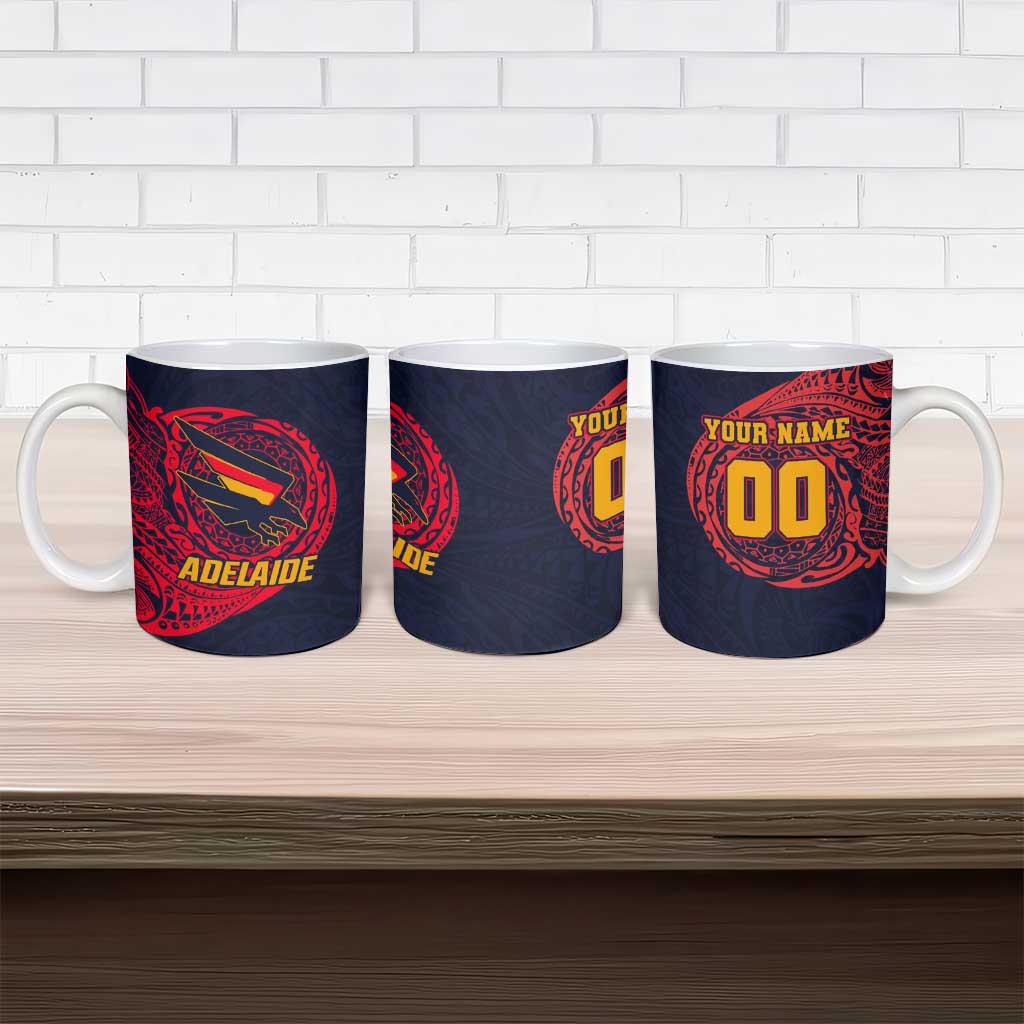 Personalized Adelaide Crows Polynesian Ceramic Mug Tribal Chest and Sleeve Tattoo Heritage Warrior