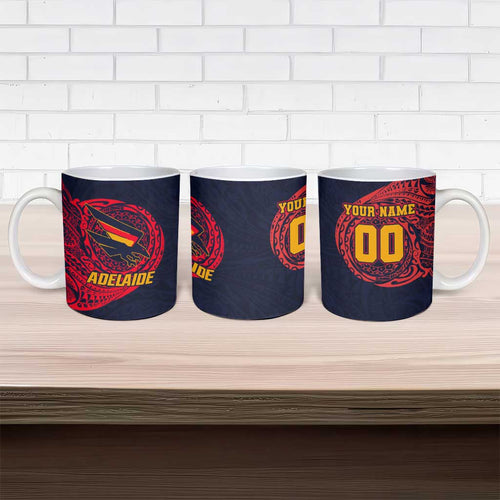 Personalized Adelaide Crows Polynesian Ceramic Mug Tribal Chest and Sleeve Tattoo Heritage Warrior