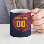 Personalized Adelaide Crows Polynesian Ceramic Mug Tribal Chest and Sleeve Tattoo Heritage Warrior