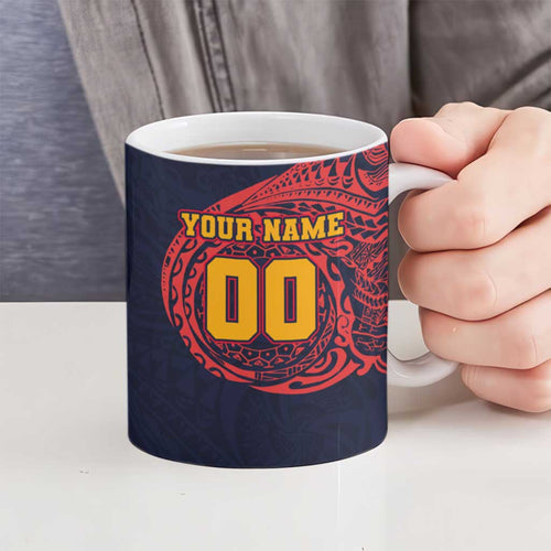 Personalized Adelaide Crows Polynesian Ceramic Mug Tribal Chest and Sleeve Tattoo Heritage Warrior