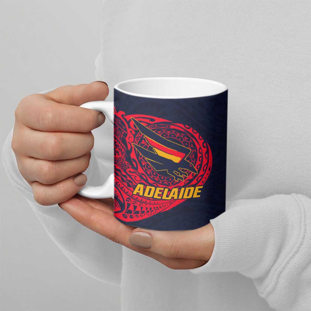 Personalized Adelaide Crows Polynesian Ceramic Mug Tribal Chest and Sleeve Tattoo Heritage Warrior