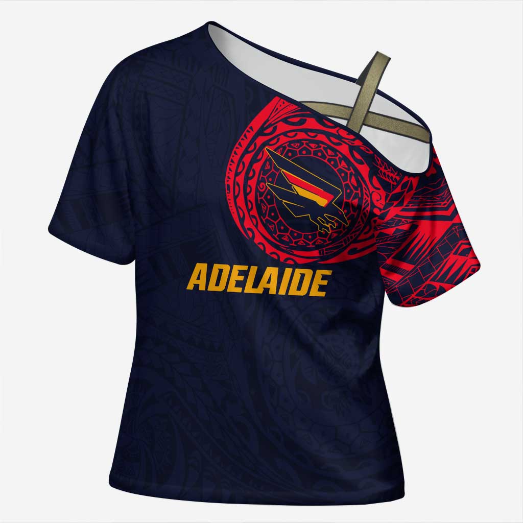 Personalized Adelaide Crows Polynesian Cross Shoulder Shirt Tribal Chest and Sleeve Tattoo Heritage Warrior