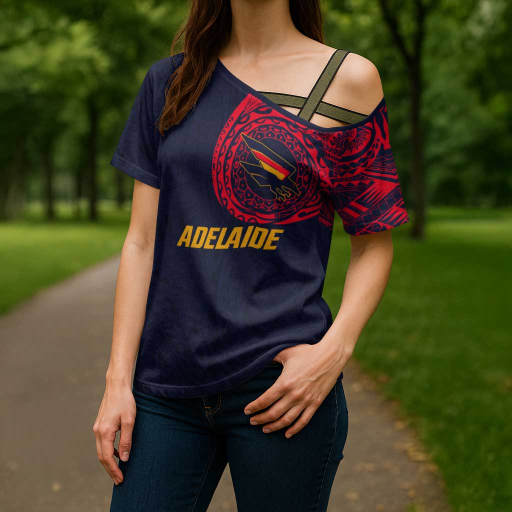Personalized Adelaide Crows Polynesian Cross Shoulder Shirt Tribal Chest and Sleeve Tattoo Heritage Warrior
