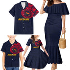 Personalized Adelaide Crows Polynesian Family Matching Mermaid Dress and Hawaiian Shirt Tribal Chest and Sleeve Tattoo Heritage Warrior
