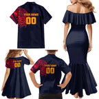 Personalized Adelaide Crows Polynesian Family Matching Mermaid Dress and Hawaiian Shirt Tribal Chest and Sleeve Tattoo Heritage Warrior