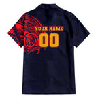 Personalized Adelaide Crows Polynesian Family Matching Off Shoulder Short Dress and Hawaiian Shirt Tribal Chest and Sleeve Tattoo Heritage Warrior