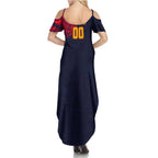 Personalized Adelaide Crows Polynesian Family Matching Summer Maxi Dress and Hawaiian Shirt Tribal Chest and Sleeve Tattoo Heritage Warrior
