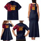 Personalized Adelaide Crows Polynesian Family Matching Tank Maxi Dress and Hawaiian Shirt Tribal Chest and Sleeve Tattoo Heritage Warrior
