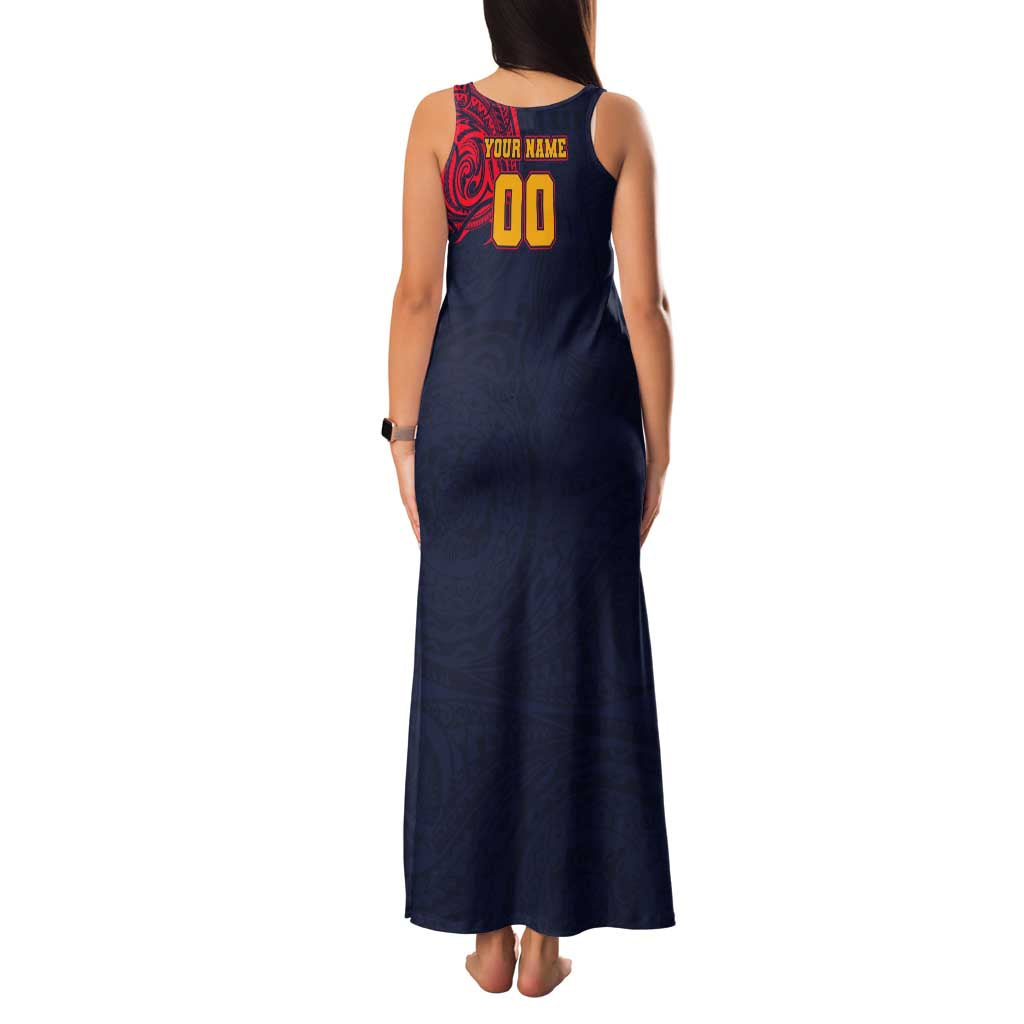 Personalized Adelaide Crows Polynesian Family Matching Tank Maxi Dress and Hawaiian Shirt Tribal Chest and Sleeve Tattoo Heritage Warrior
