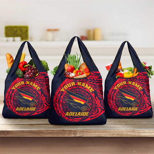 Personalized Adelaide Crows Polynesian Grocery Bag Tribal Chest and Sleeve Tattoo Heritage Warrior