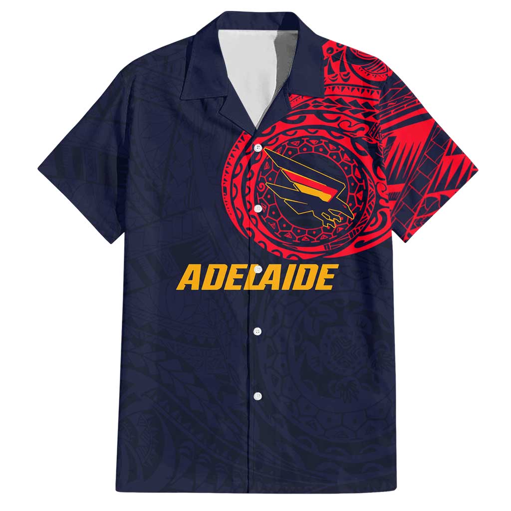 Personalized Adelaide Crows Polynesian Hawaiian Shirt Tribal Chest and Sleeve Tattoo Heritage Warrior