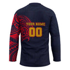 Personalized Adelaide Crows Polynesian Hockey Jersey Tribal Chest and Sleeve Tattoo Heritage Warrior