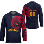 Personalized Adelaide Crows Polynesian Hockey Jersey Tribal Chest and Sleeve Tattoo Heritage Warrior