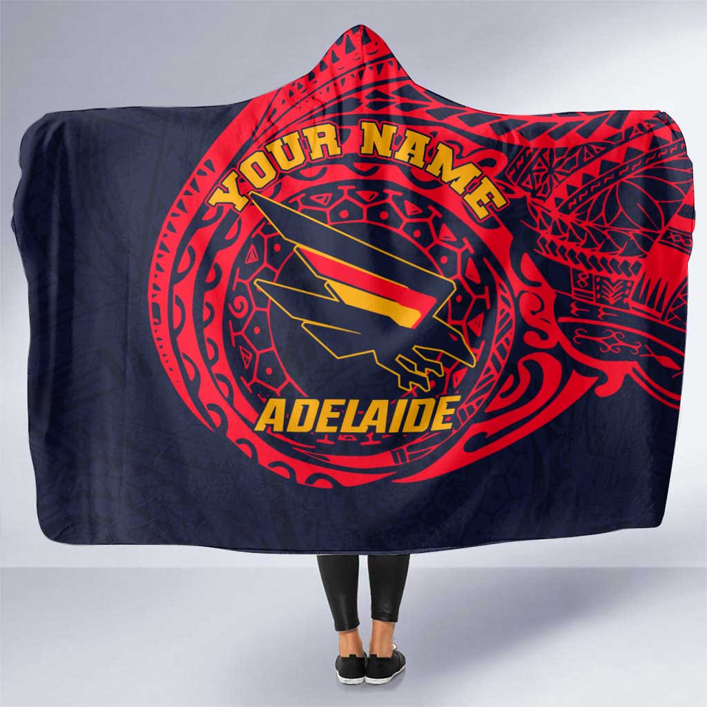 Personalized Adelaide Crows Polynesian Hooded Blanket Tribal Chest and Sleeve Tattoo Heritage Warrior