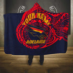 Personalized Adelaide Crows Polynesian Hooded Blanket Tribal Chest and Sleeve Tattoo Heritage Warrior