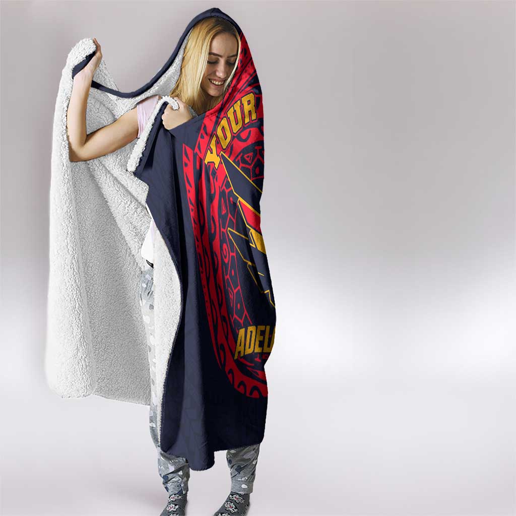 Personalized Adelaide Crows Polynesian Hooded Blanket Tribal Chest and Sleeve Tattoo Heritage Warrior
