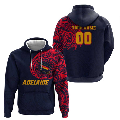 Personalized Adelaide Crows Polynesian Hoodie Tribal Chest and Sleeve Tattoo Heritage Warrior