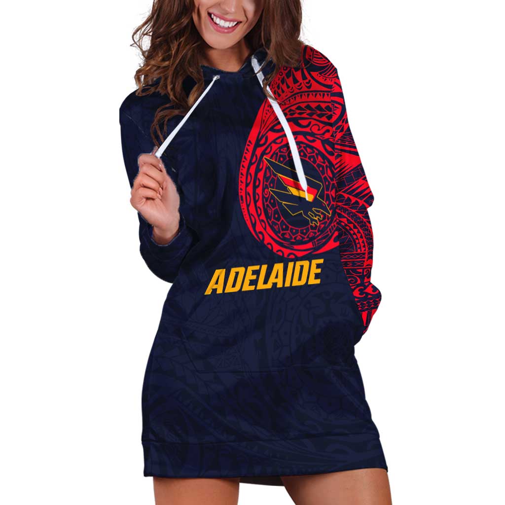 Personalized Adelaide Crows Polynesian Hoodie Dress Tribal Chest and Sleeve Tattoo Heritage Warrior
