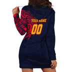 Personalized Adelaide Crows Polynesian Hoodie Dress Tribal Chest and Sleeve Tattoo Heritage Warrior
