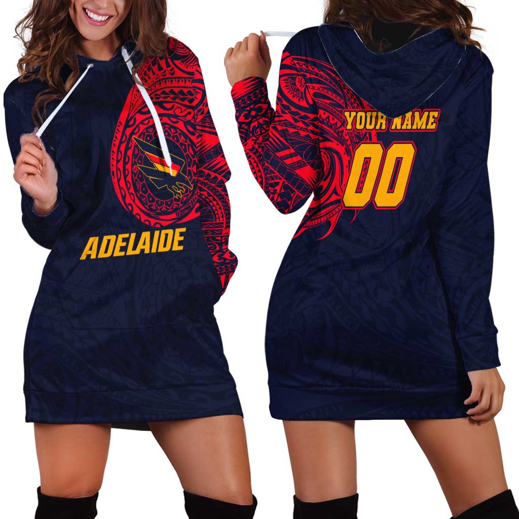 Personalized Adelaide Crows Polynesian Hoodie Dress Tribal Chest and Sleeve Tattoo Heritage Warrior