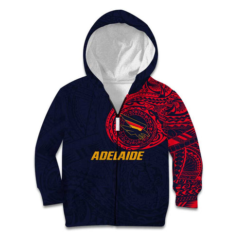 Personalized Adelaide Crows Polynesian Kid Hoodie Tribal Chest and Sleeve Tattoo Heritage Warrior