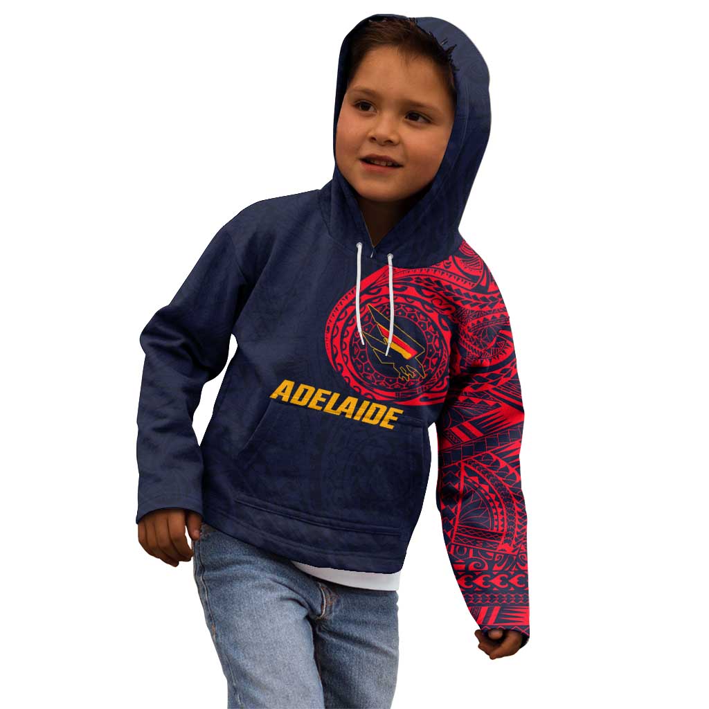 Personalized Adelaide Crows Polynesian Kid Hoodie Tribal Chest and Sleeve Tattoo Heritage Warrior