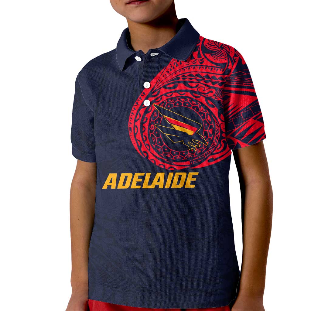 Personalized Adelaide Crows Polynesian Kid Polo Shirt Tribal Chest and Sleeve Tattoo Heritage Warrior