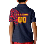 Personalized Adelaide Crows Polynesian Kid Polo Shirt Tribal Chest and Sleeve Tattoo Heritage Warrior