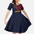 Personalized Adelaide Crows Polynesian Kid Short Sleeve Dress Tribal Chest and Sleeve Tattoo Heritage Warrior
