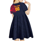 Personalized Adelaide Crows Polynesian Kid Short Sleeve Dress Tribal Chest and Sleeve Tattoo Heritage Warrior