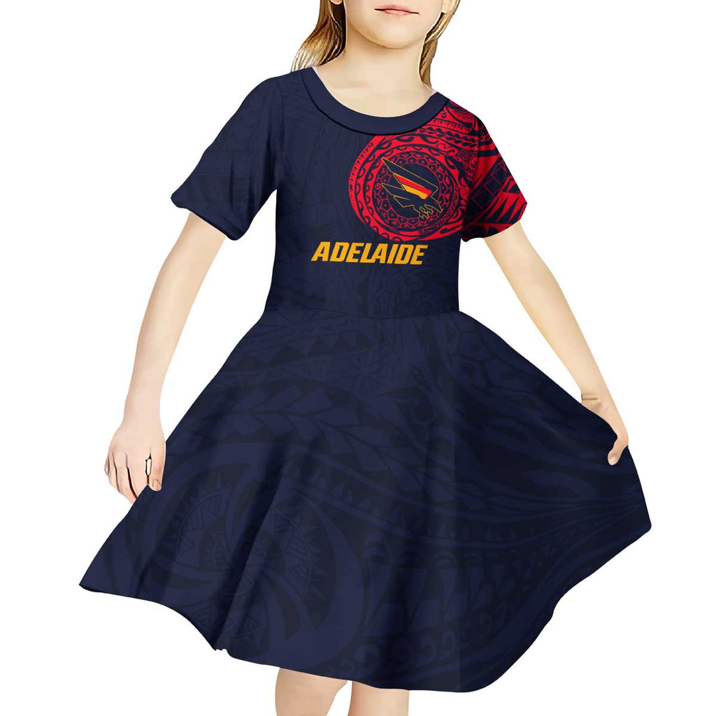 Personalized Adelaide Crows Polynesian Kid Short Sleeve Dress Tribal Chest and Sleeve Tattoo Heritage Warrior