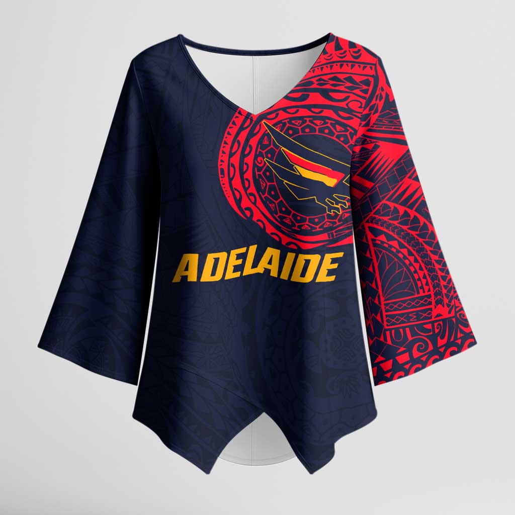 Personalized Adelaide Crows Polynesian Kimono Sleeve Blouse Tribal Chest and Sleeve Tattoo Heritage Warrior
