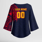 Personalized Adelaide Crows Polynesian Kimono Sleeve Blouse Tribal Chest and Sleeve Tattoo Heritage Warrior