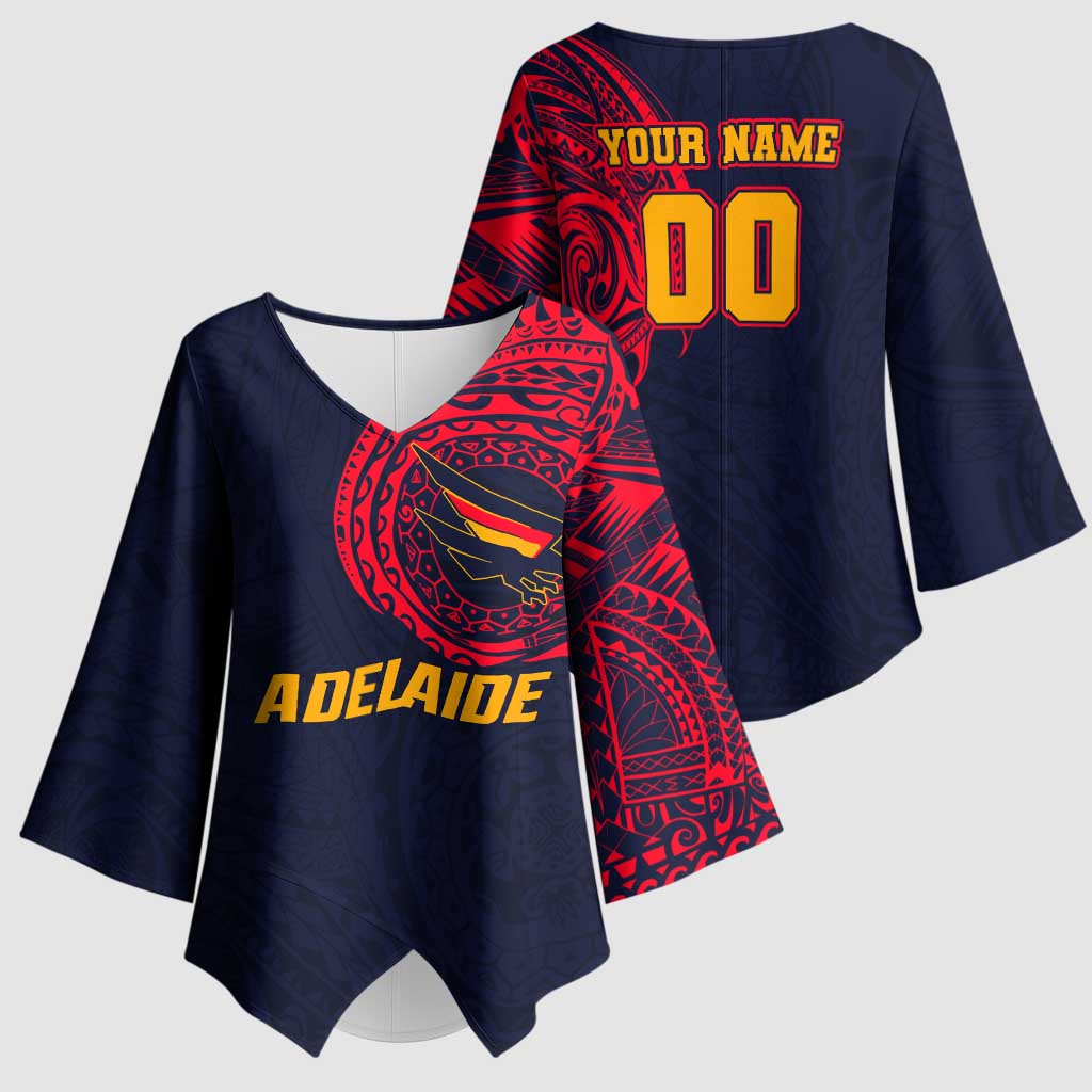 Personalized Adelaide Crows Polynesian Kimono Sleeve Blouse Tribal Chest and Sleeve Tattoo Heritage Warrior