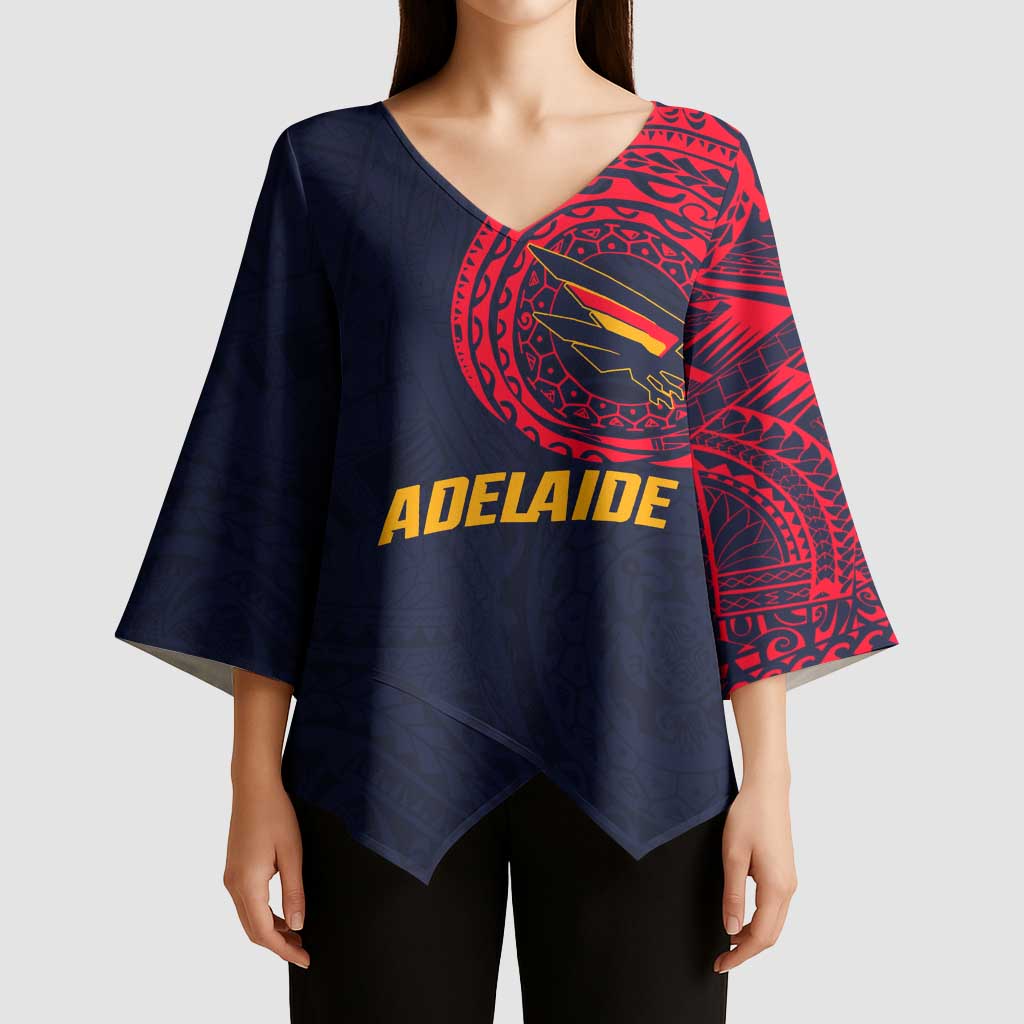 Personalized Adelaide Crows Polynesian Kimono Sleeve Blouse Tribal Chest and Sleeve Tattoo Heritage Warrior