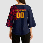 Personalized Adelaide Crows Polynesian Kimono Sleeve Blouse Tribal Chest and Sleeve Tattoo Heritage Warrior