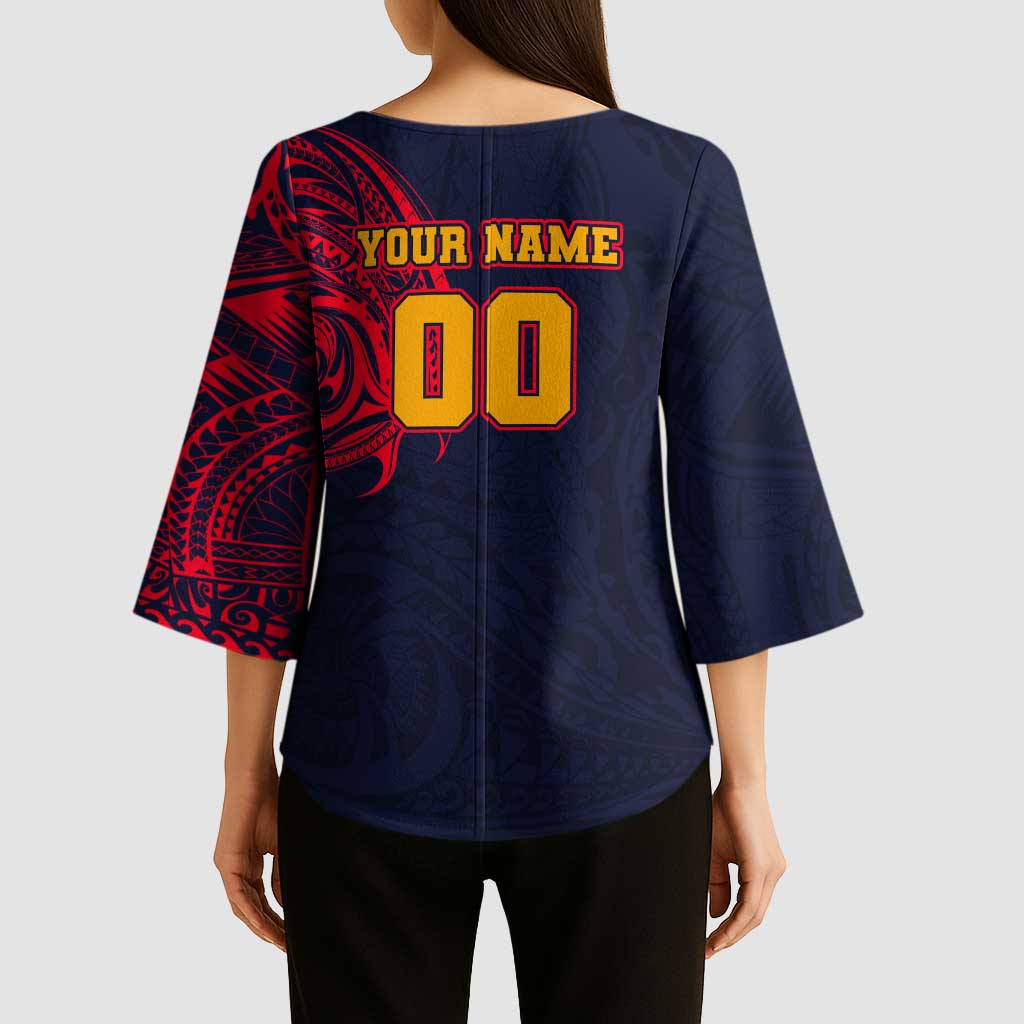 Personalized Adelaide Crows Polynesian Kimono Sleeve Blouse Tribal Chest and Sleeve Tattoo Heritage Warrior