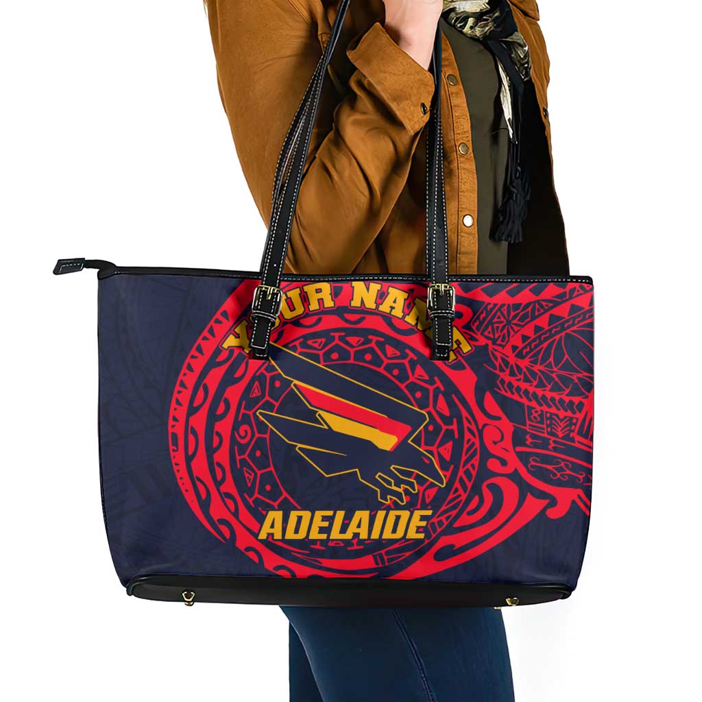 Personalized Adelaide Crows Polynesian Leather Tote Bag Tribal Chest and Sleeve Tattoo Heritage Warrior