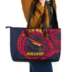 Personalized Adelaide Crows Polynesian Leather Tote Bag Tribal Chest and Sleeve Tattoo Heritage Warrior
