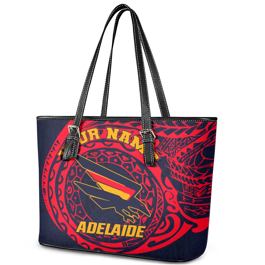 Personalized Adelaide Crows Polynesian Leather Tote Bag Tribal Chest and Sleeve Tattoo Heritage Warrior
