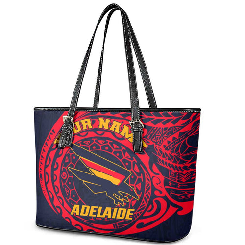 Personalized Adelaide Crows Polynesian Leather Tote Bag Tribal Chest and Sleeve Tattoo Heritage Warrior